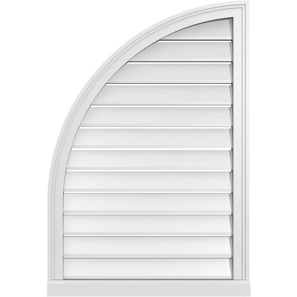 Ekena Millwork Quarter Round Top Left Surface Mount PVC Gable Vent w/ 2"W x 2"P Brickmould Sill Frame, 26"W x 38"H GVPQL26X3803SF - main
